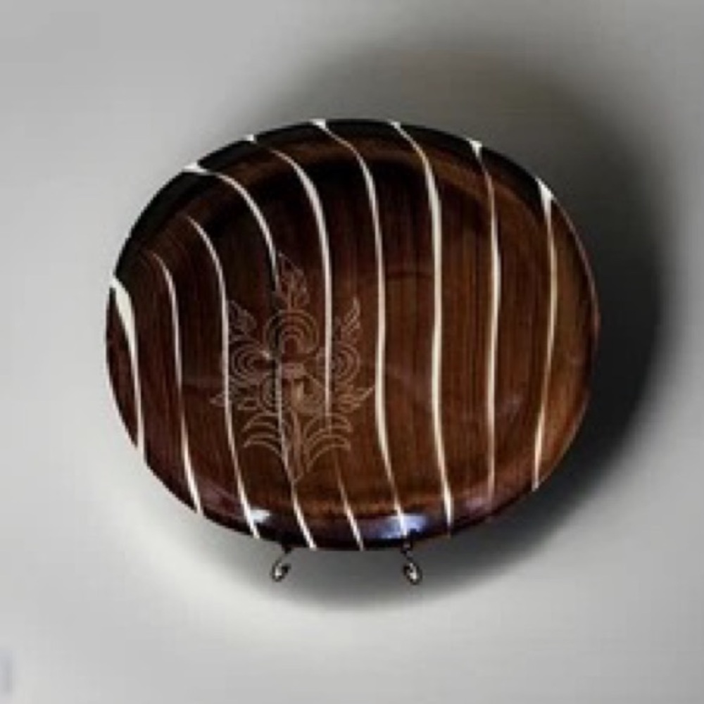 Vintage Purinton Pottery Slipware Brown Intaglio Hand Painted Platter